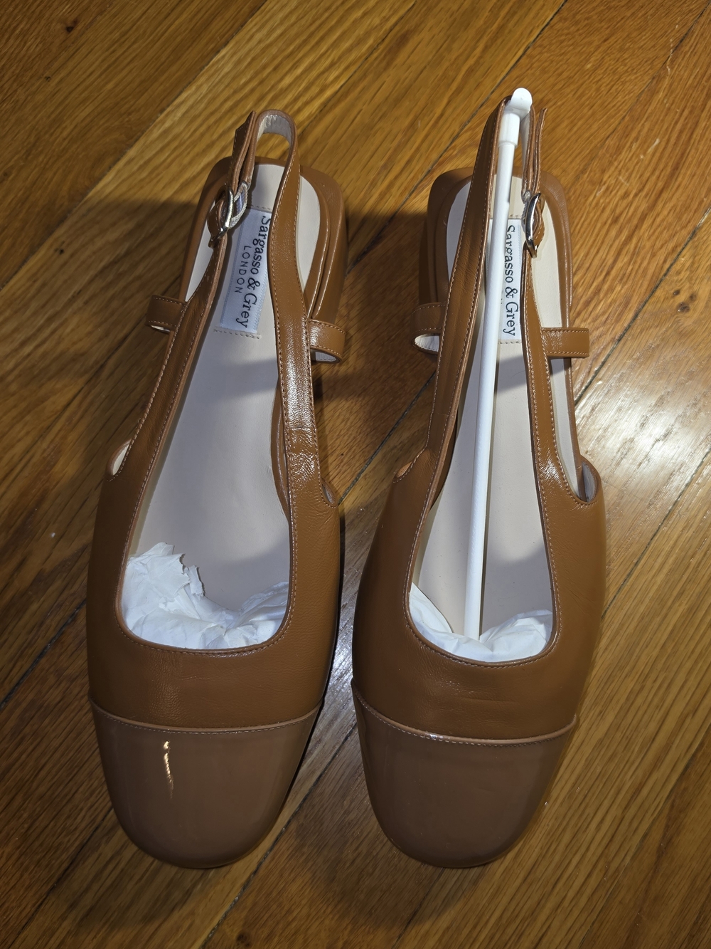 Sargasso & Grey Fern Tan Leather Slingbacks 39.5 - Picture 4 of 8